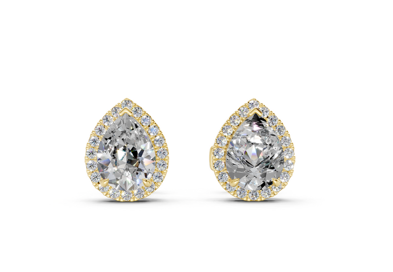 Marseille Halo Diamond Pear Cut Studs