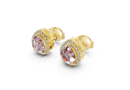 Marseille Halo Pink Diamond Pear Cut Studs