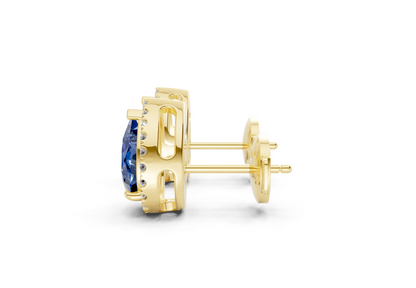 Marseille Halo Sapphire Gemstone Pear Cut Studs