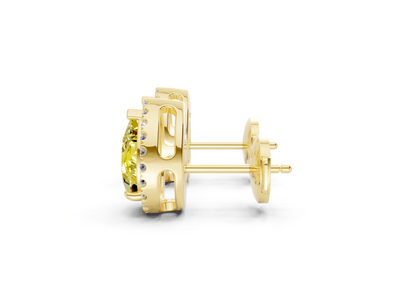 Marseille Halo Yellow Diamond Pear Cut Studs