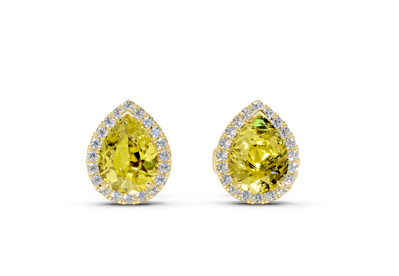 Marseille Halo Yellow Diamond Pear Cut Studs