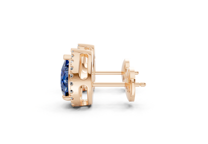Marseille Halo Sapphire Gemstone Pear Cut Studs