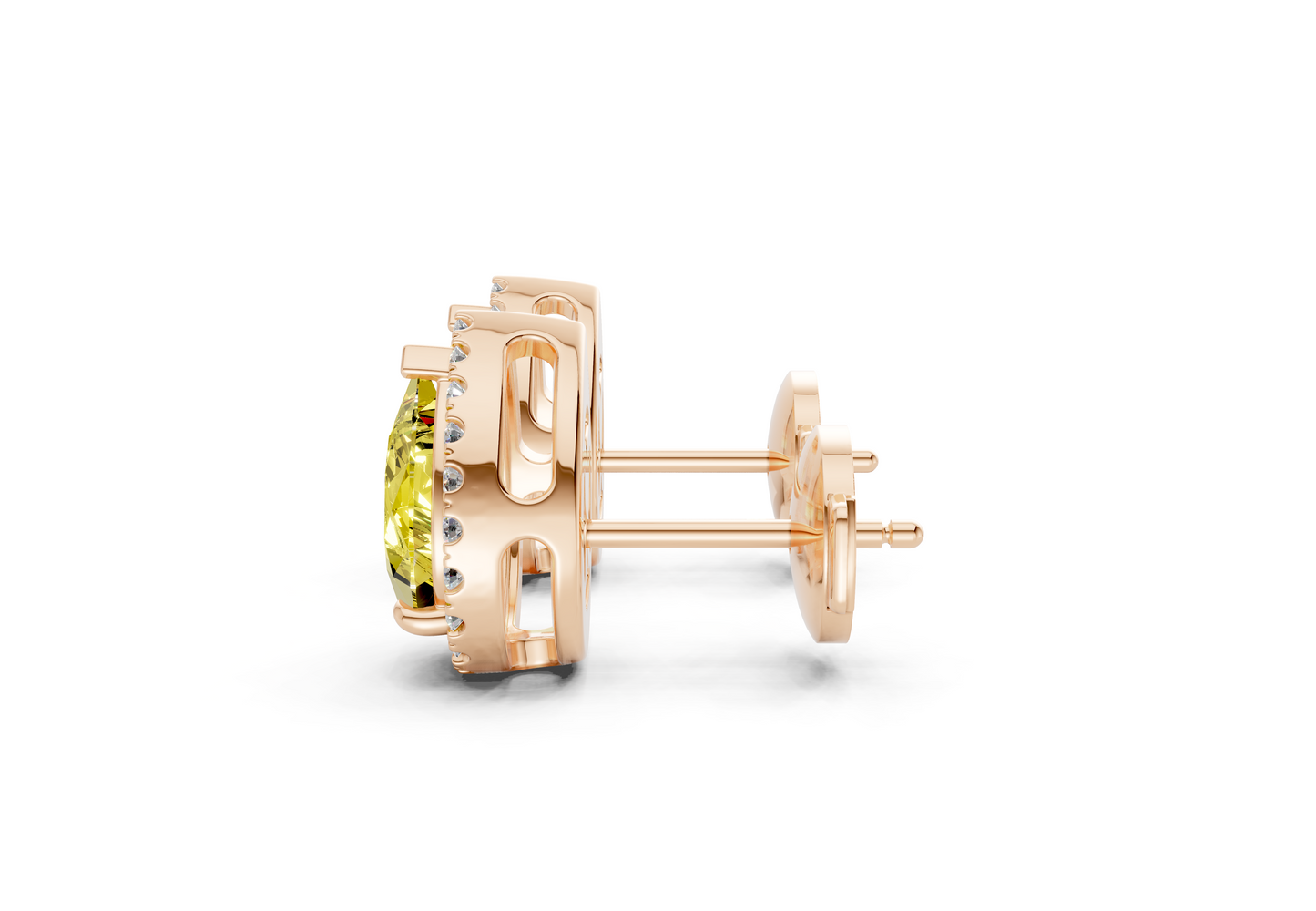 Marseille Halo Yellow Diamond Pear Cut Studs