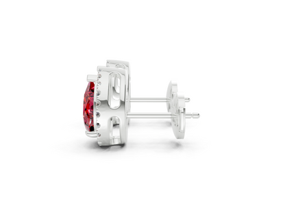 Marseille Halo Ruby Gemstone Pear Cut Studs