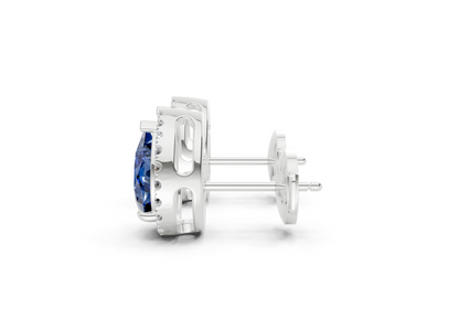 Marseille Halo Sapphire Gemstone Pear Cut Studs