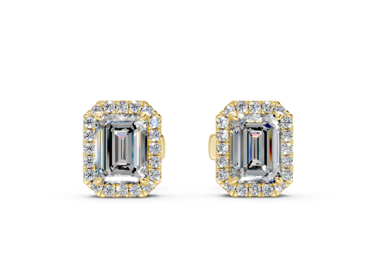 Marseille Halo Diamond Emerald Cut Studs