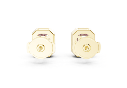 Marseille Halo Pink Diamond Emerald Cut Studs
