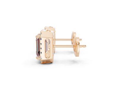 Marseille Halo Pink Diamond Emerald Cut Studs