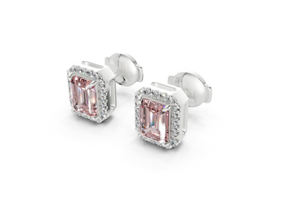 Marseille Halo Pink Diamond Emerald Cut Studs