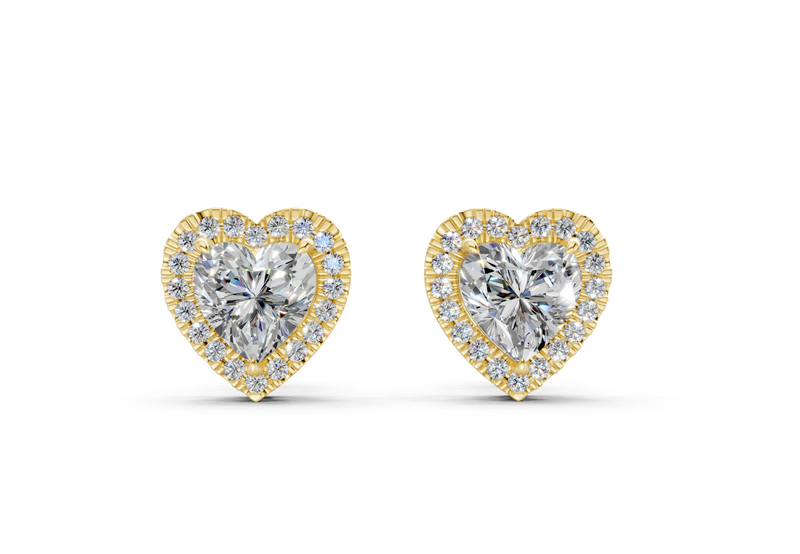 Marseille Halo Diamond Heart Cut Studs