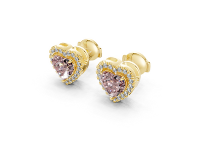 Marseille Halo Pink Diamond Heart Cut Studs