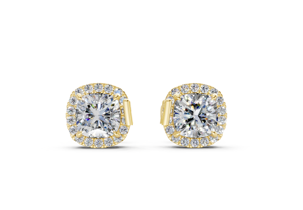 Marseille Halo Diamond Cushion Cut Studs