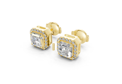 Marseille Halo Diamond Asscher Cut Studs