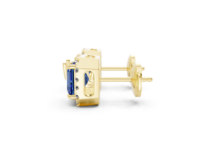 Marseille Halo Sapphire Gemstone Asscher Cut Studs