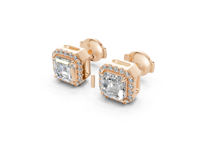Marseille Halo Diamond Asscher Cut Studs