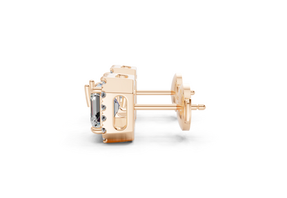 Marseille Halo Diamond Asscher Cut Studs