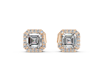 Marseille Halo Diamond Asscher Cut Studs