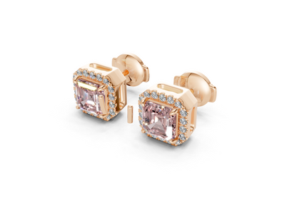 Marseille Halo Pink Diamond Asscher Cut Studs