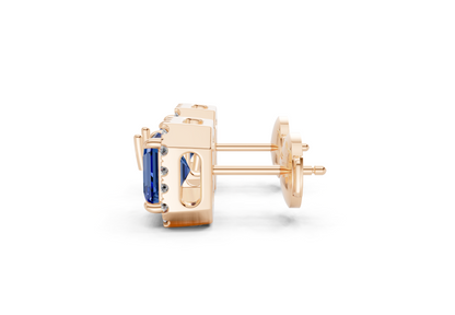 Marseille Halo Sapphire Gemstone Asscher Cut Studs