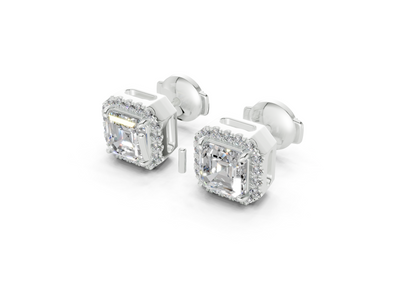 Marseille Halo Diamond Asscher Cut Studs
