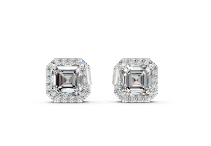 Marseille Halo Diamond Asscher Cut Studs