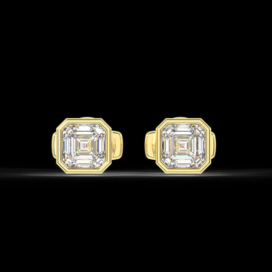 Classic Manhattan Asscher Diamond Bezel Studs