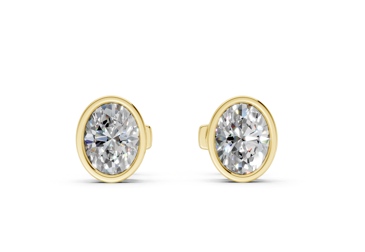 Solane Diamond Oval Cut Bezel Studs