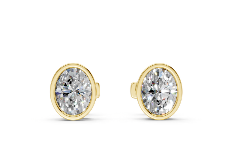 Solane Diamond Oval Cut Bezel Studs