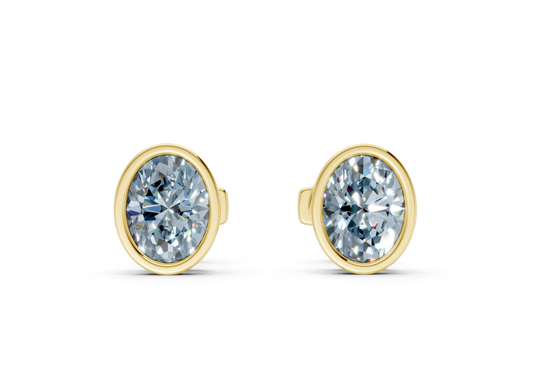 Solane Blue Diamond Oval Cut Bezel Studs