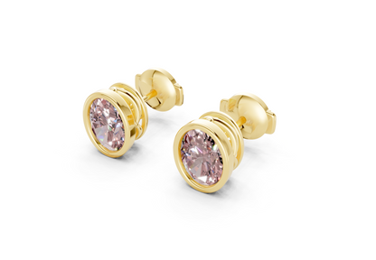 Solane Pink Diamond Oval Cut Bezel Studs