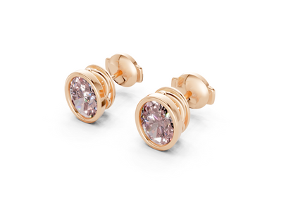 Solane Pink Diamond Oval Cut Bezel Studs