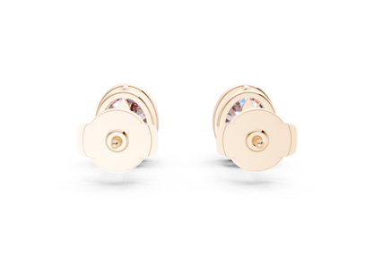 Solane Pink Diamond Oval Cut Bezel Studs