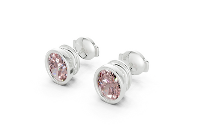 Solane Pink Diamond Oval Cut Bezel Studs