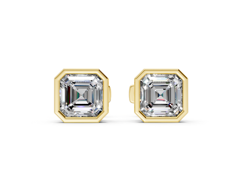 Solane Diamond Asscher Cut Bezel Studs