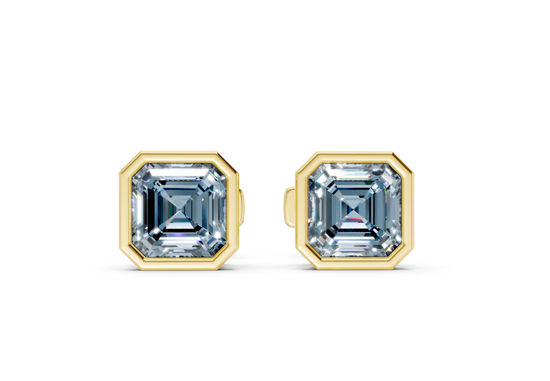 Solane Blue Diamond Asscher Cut Bezel Studs