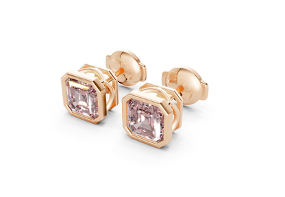 Solane Pink Diamond Asscher Cut Bezel Studs