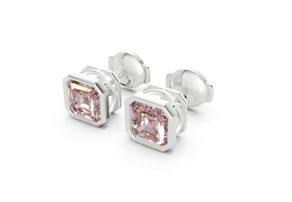 Solane Pink Diamond Asscher Cut Bezel Studs