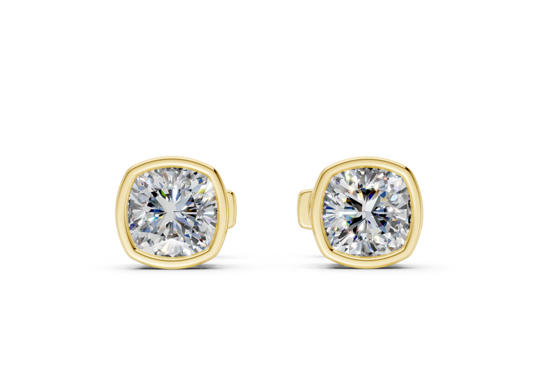 Solane Diamond Cushion Cut Bezel Studs