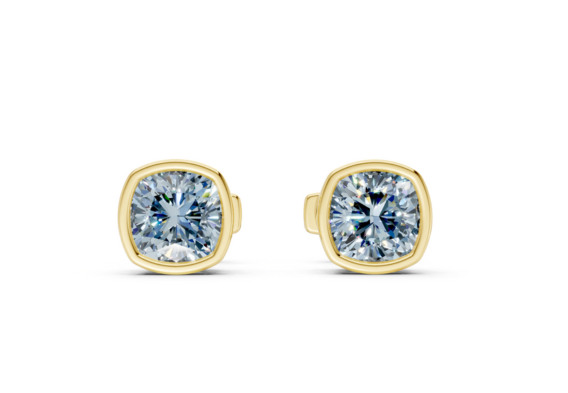 Solane Blue Diamond Cushion Cut Bezel Studs