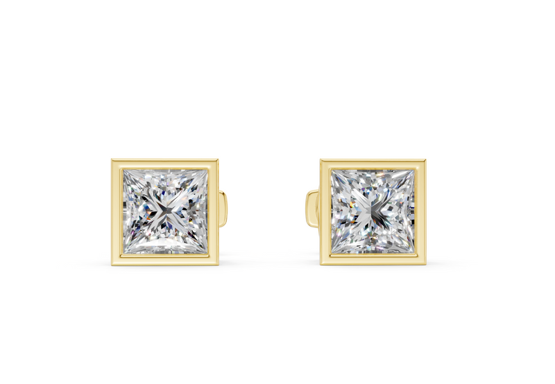 Solane Diamond Princess Cut Bezel Studs