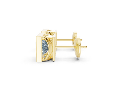 Solane Blue Diamond Princess Cut Bezel Studs