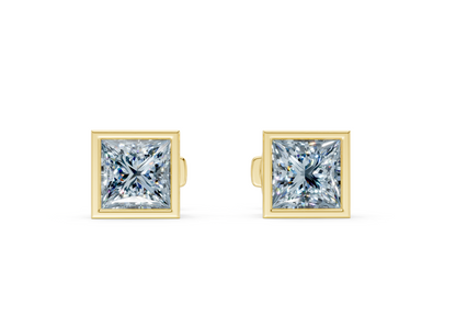 Solane Blue Diamond Princess Cut Bezel Studs