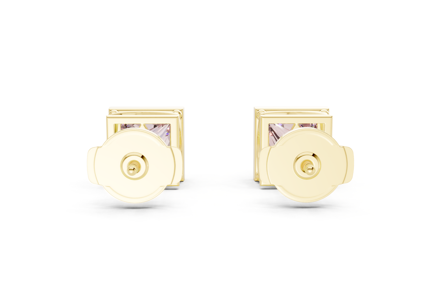 Solane Pink Diamond Princess Cut Bezel Cut Studs
