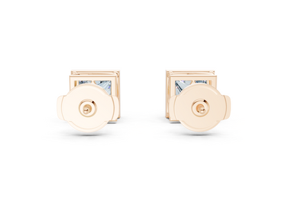 Solane Blue Diamond Princess Cut Bezel Studs