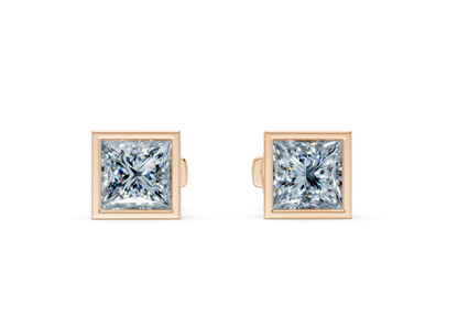 Solane Blue Diamond Princess Cut Bezel Studs