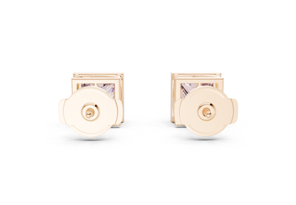 Solane Pink Diamond Princess Cut Bezel Cut Studs