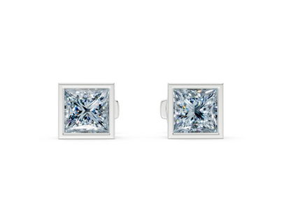 Solane Blue Diamond Princess Cut Bezel Studs