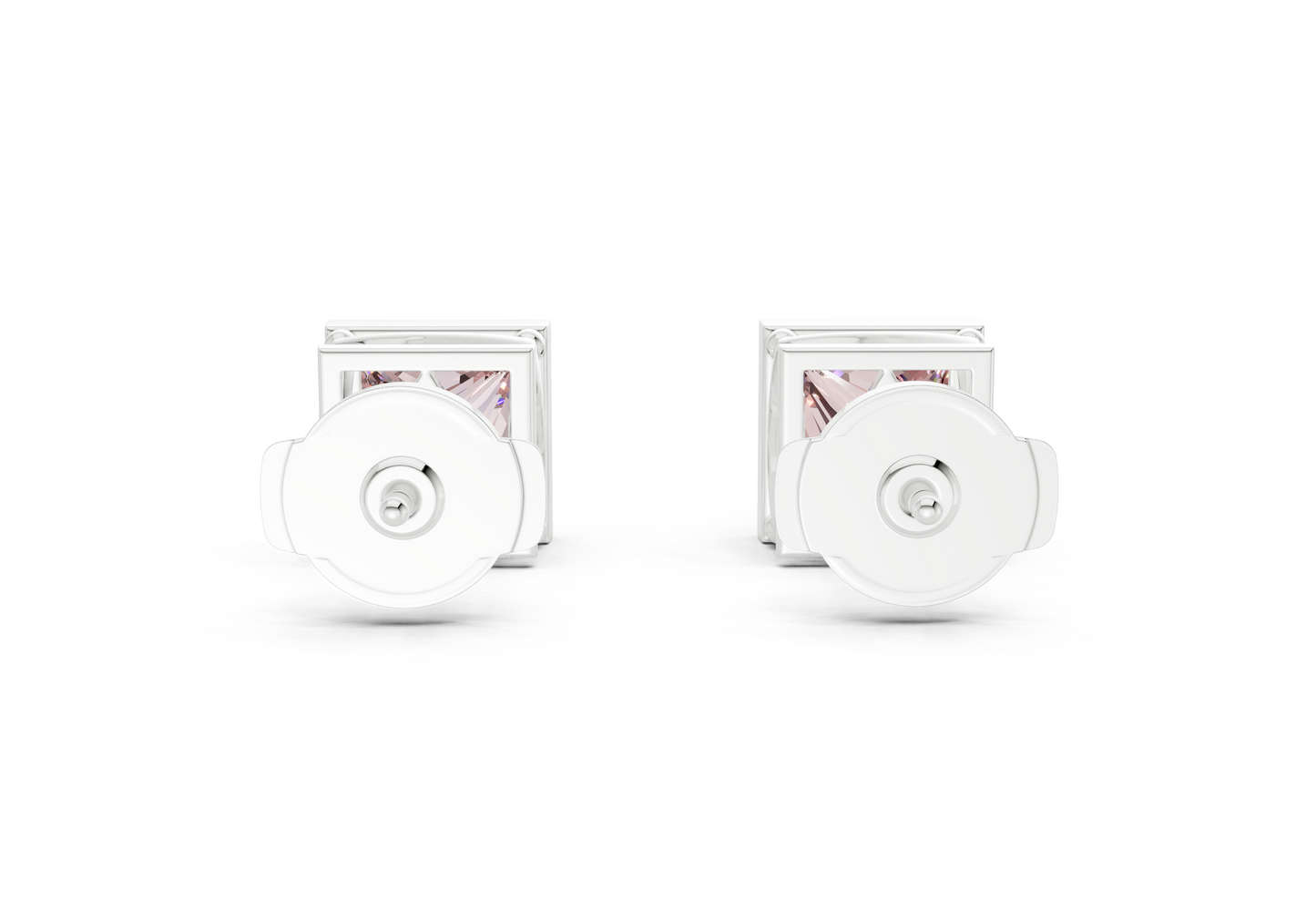 Solane Pink Diamond Princess Cut Bezel Cut Studs