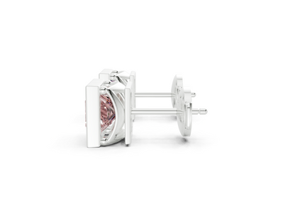 Solane Pink Diamond Princess Cut Bezel Cut Studs