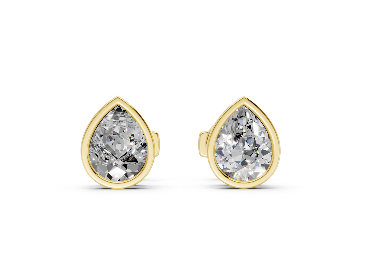 Solane Diamond Pear Cut Bezel Studs